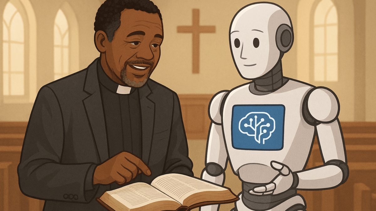 AI Generate of Priest and Robot