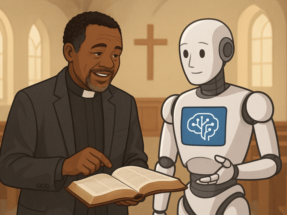 AI Generate of Priest and Robot